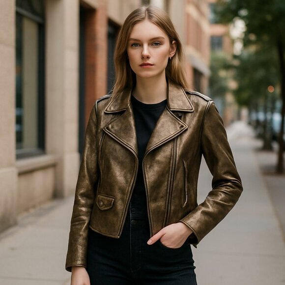 NWT BACCINNI Faux Leather Gold  Metallic Studded Collar Line - Picture 2 of 9